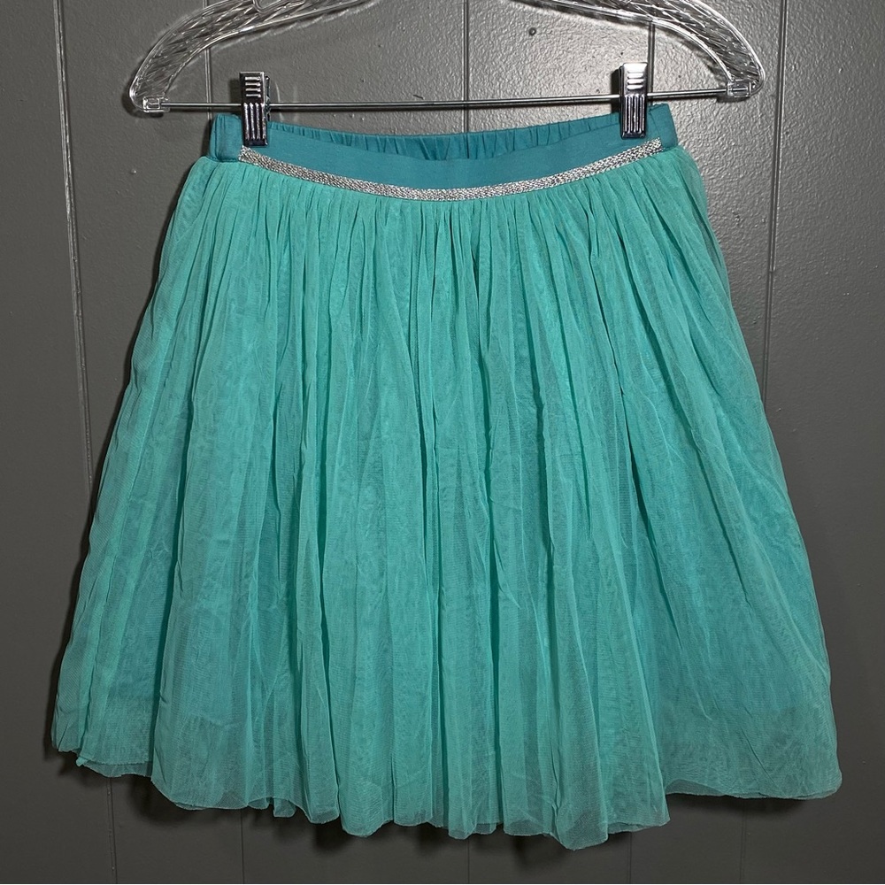 Garnet Hill Kids Girls Size XL Teal Tulle Lined Skirt